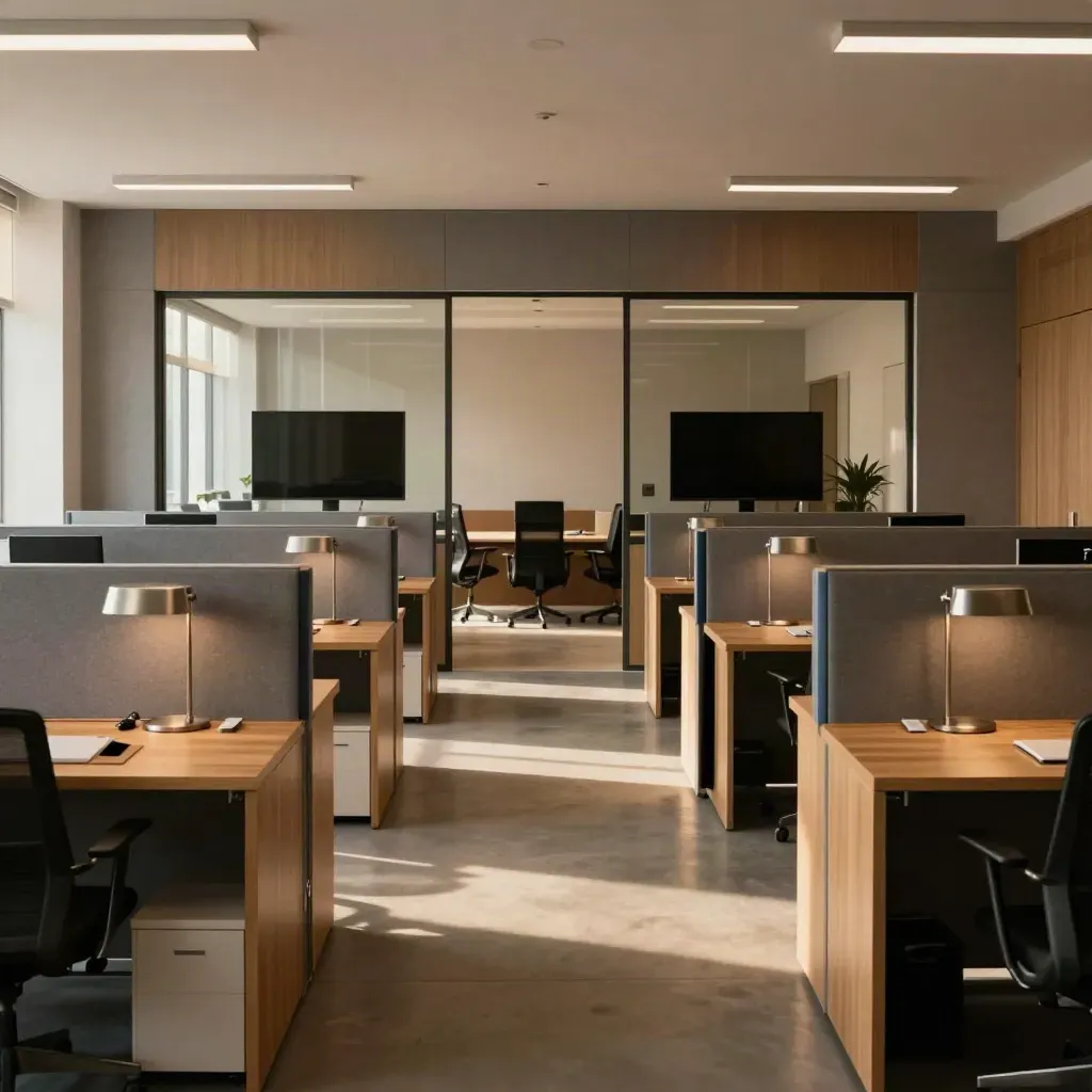 Ufficio legale riorganizzato con corridoi liberi e sale ibride pronte